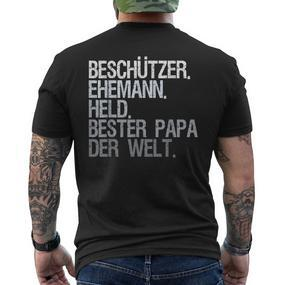 Husband Papa Protector T-Shirt mit Rückendruck - Seseable De
