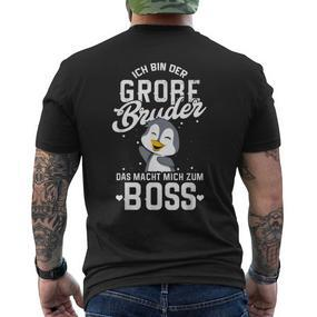 Ich Bin Großbruder Boss Bald Groser Bro Grosser Penguin T-Shirt mit Rückendruck - Seseable De