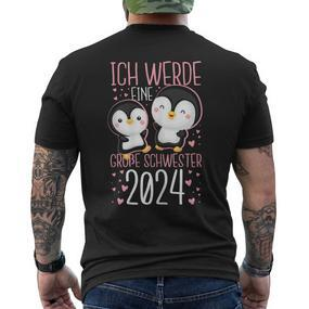Ich Werde Eine Große Schwester 2024 Cute Penguin Motif T-Shirt mit Rückendruck - Seseable De