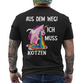 Kotz Unicorn Ich Muss Kotzen Party Unicorn Puke T-Shirt mit Rückendruck - Seseable De