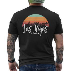 Las Vegas Nevada Sunset Vintage Retro Skyline T-Shirt mit Rückendruck - Seseable De