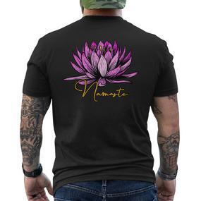 Lotusblüte Namaste Schwarzes Kurzärmliges Herren-T-Kurzärmliges Herren-T-Shirt, Entspannendes Yoga-Motiv Tee - Seseable De