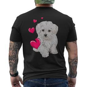 Maltese Dog And Heart Dog T-Shirt mit Rückendruck - Seseable De