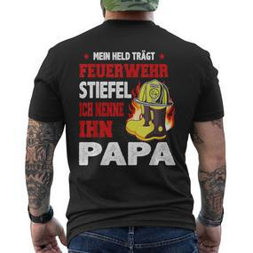 Mein Held Feuerwehrmann Papa Kurzärmliges Herren-T-Kurzärmliges Herren-T-Shirt, Feuerwehr Motiv Tee - Seseable De