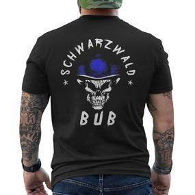 Men's Black Forest Bub Schwarzwaldbub Bollenhut Skull Black T-Shirt mit Rückendruck - Seseable De