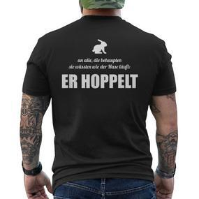 Men's Der Hase Hoppelt Hase Hoppelt Fun Black T-Shirt mit Rückendruck - Seseable De