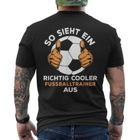 Men's Richtig Cool Football Trainer Black S T-Shirt mit Rückendruck - Seseable De