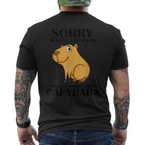 Niedliche Capibara Sprüche Capybara With Water Pig Blue T-Shirt mit Rückendruck - Seseable De