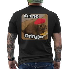 Oh No Cringe Cat French Baguette Internet Cat Meme T-Shirt mit Rückendruck - Seseable De