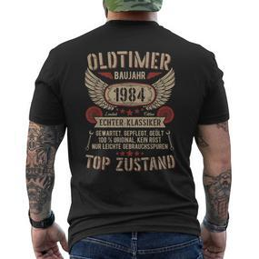 Oldtimer Baujahr 1984 Geboren Vintage Birthday Retro T-Shirt mit Rückendruck - Seseable De
