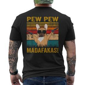 Pew Pew Madafakas French Bulldog Dogs Dad Vintage T-Shirt mit Rückendruck - Seseable De