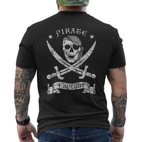 Pirate Flag Outfit Vintage Pirate Costume Skull Pirate T-Shirt mit Rückendruck - Seseable De