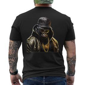 Rapper Gorilla I Retro Hip Hop I Gorilla Hip Hop Gangster T-Shirt mit Rückendruck - Seseable De