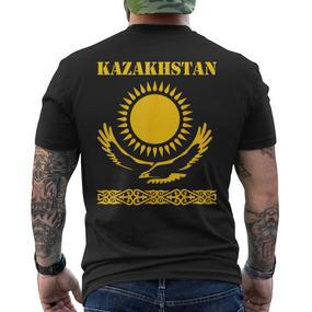 Republic Of Kazakhstan Qazaqstan Kazakhstan Kazakh Flag T-Shirt mit Rückendruck - Seseable De