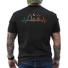 Retro Camping Outdoor Heartbeat Nature Camper Hiking Camping T-Shirt mit Rückendruck - Seseable De