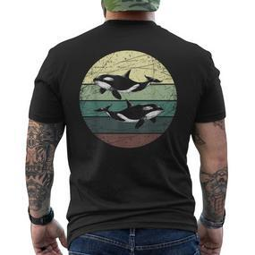 Retro Pinguin Grafik Kurzärmliges Herren-T-Kurzärmliges Herren-T-Shirt im Vintage Stil mit Sonnenuntergang - Seseable De