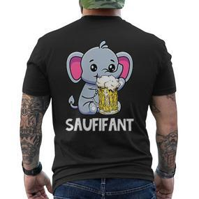 Saufifant Party Elefant Alkohol Bier Saufen Feiern T-Shirt mit Rückendruck - Seseable De