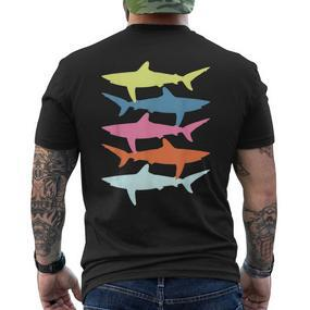 Shark Vintage Summer Beach Surfer T-Shirt mit Rückendruck - Seseable De