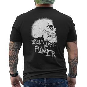 Skull Retro I Punk Rock I Evil Old Punker S T-Shirt mit Rückendruck - Seseable De