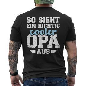 With So Sieht Ein Richtig Cooler Opa German Text Black T-Shirt mit Rückendruck - Seseable De