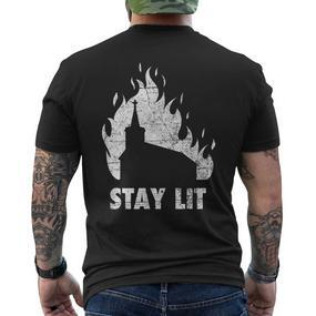 Stay Lit Burning Church Witchcraft Okult Grunge Satanic T-Shirt mit Rückendruck - Seseable De