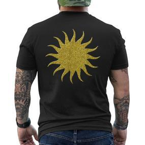 Sun Solar System Golden Retro Symbol T-Shirt mit Rückendruck - Seseable De