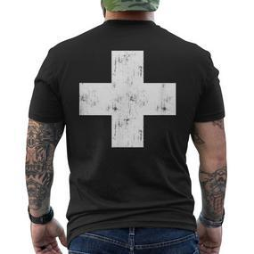 Swiss Vintage Cross Flag Switzerland T-Shirt mit Rückendruck - Seseable De