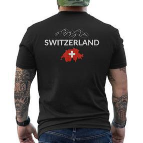 Switzerland Flag Hiking Holiday Switzerland Swiss Flag T-Shirt mit Rückendruck - Seseable De