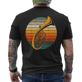 Tenor Horn Retro Horn Folk Music Flugelhorn Baritone T-Shirt mit Rückendruck - Seseable De