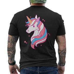 Trans Pride Einhorn Lgbt-Trans-Alliierter Black T-Shirt mit Rückendruck - Seseable De