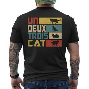 Un Deux Trois Cat French Word Game Cat T-Shirt mit Rückendruck - Seseable De