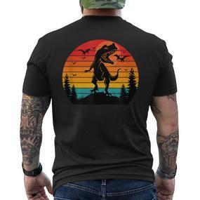 Vintage T-Rex Dinosaurier März Retro Sonnenuntergang Dinosaurier T-Shirt mit Rückendruck - Seseable De
