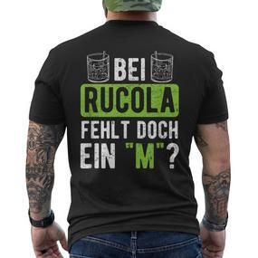 Witziges Spruch Kurzärmliges Herren-T-Kurzärmliges Herren-T-Shirt - Fehlt bei Rucola ein M?”, Humorvolles Mode - Seseable De