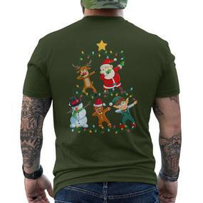 Dabbing Santa Elf Santa Reindeer Xmas Short Sleeve Black T-Shirt mit Rückendruck - Seseable De