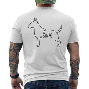 Bull Terrier Dogs Love Love Single Line T-Shirt mit Rückendruck - Seseable De