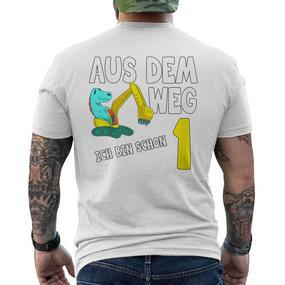 Children's 1St Birthday Ich Bin Schon 1 Jahrjunge Digger Dino T-Shirt mit Rückendruck - Seseable De