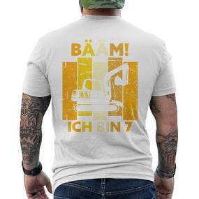 Children's Bäm Ich Bin 7 Sieben Jahre Boy 7Th Birthday Digger T-Shirt mit Rückendruck - Seseable De