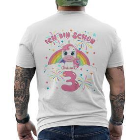 Children's Ich Bin Schon 3 Unicorn White T-Shirt mit Rückendruck - Seseable De