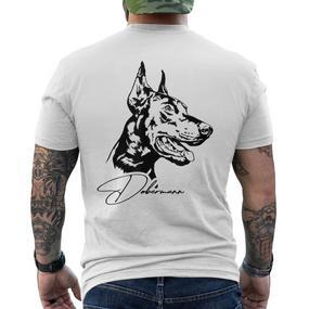 Dobermann Portrait Dog Portrait Dobie Dog White T-Shirt mit Rückendruck - Seseable De