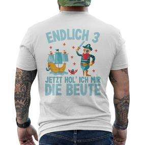 Kinder Endlich Drei Jahre 3Rd Birthday Pirate Boys Pirate T-Shirt mit Rückendruck - Seseable De