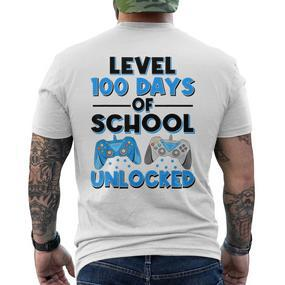 Level 100 Days Of School Unlocked Gamerideospiele Jungen T-Shirt mit Rückendruck - Seseable De