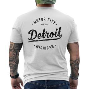 Retro Vintage Detroit Mi Souvenir Motor City Classic Detroit T-Shirt mit Rückendruck - Seseable De
