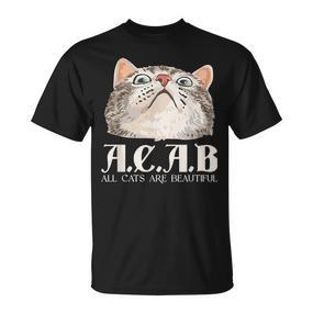 ACAB All Cats Are Beautiful Pets Animals Kitten Cats T-Shirt - Seseable De