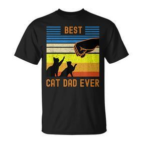 Best Cat Dad Ever Vintage Retro Cat Fist Bump T-Shirt - Seseable De