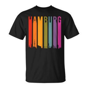 Hamburg Retro Skyline Souvenir Vintage  T-Shirt - Seseable De