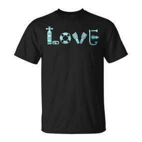 Love Love Diving Scuba Diving Freitdiving Apnoea Sea T-Shirt - Seseable De