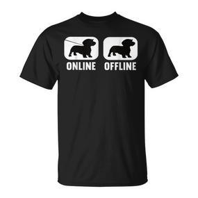 Online Offline Dachshund Dachshund Dog Black T-Shirt - Seseable De