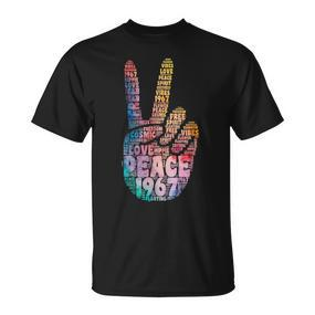 Peace Hand Sign Peace Sign Vintage Hippie T-Shirt - Seseable De