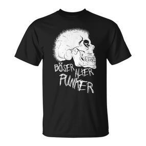 Skull Retro I Punk Rock I Evil Old Punker S T-Shirt - Seseable De