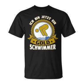 Swimming Badge Ich Bin Jetzt Ein Gold Swimmer Swimming T-Shirt - Seseable De